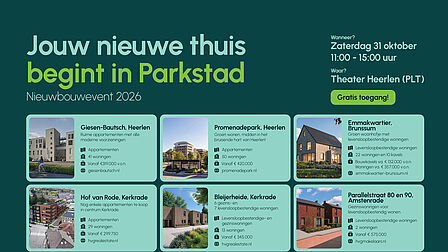 Flyer met woningaanbod tijdens Nieuwbouwevent Parkstad 2026
